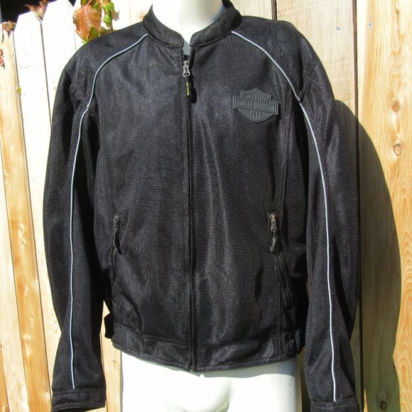 Harley Davidson Legendary Motorcycles Black Breathable Jacket Coat Size Medium